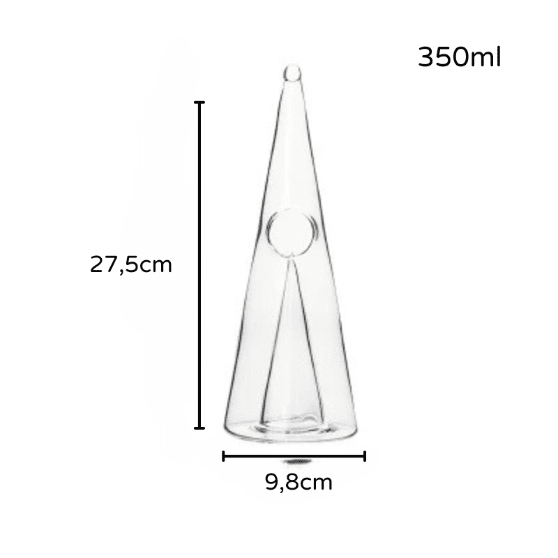 Decanter de Vidro Pirâmide para Vinho e Whisky 750ml - Decanter Triangular 350ml Casa Elège