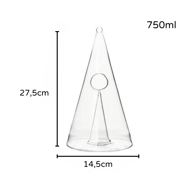 Decanter de Vidro Pirâmide para Vinho e Whisky 750ml - Decanter Triangular 750ml Casa Elège