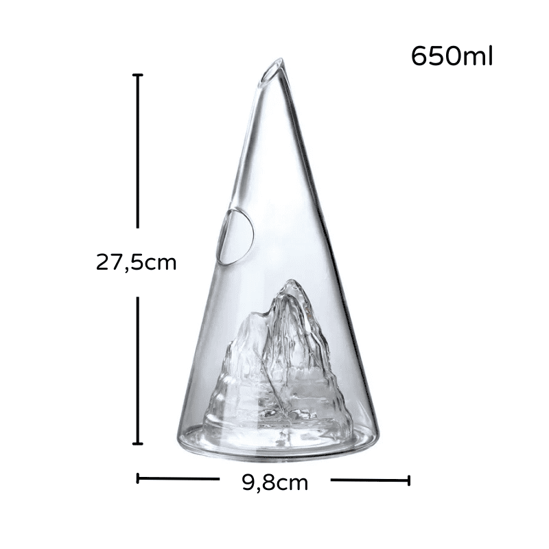 Decanter de Vidro Pirâmide para Vinho e Whisky 750ml - Decanter Iceberg 650ml Casa Elège
