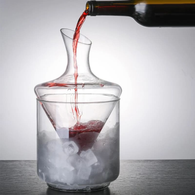 Decanter De Vidro Com Balde De Gelo Integrado Artesanal - 1000ml Casa Elège