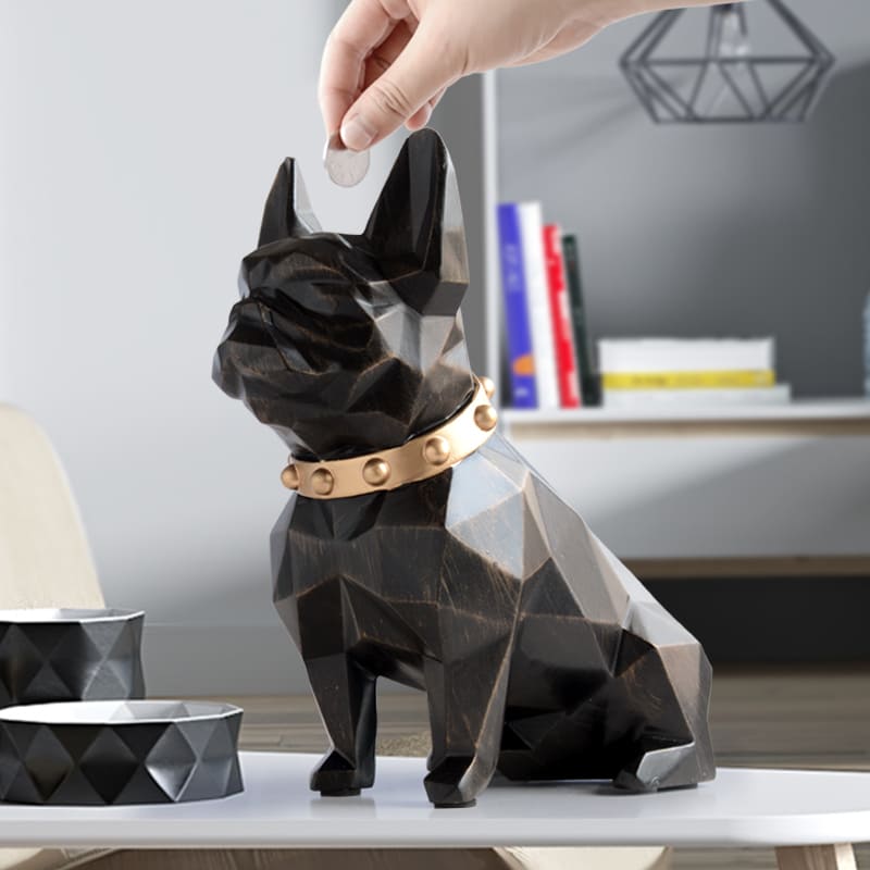 Cofre Decorativo Em Resina Buldogue Francês Compacto - Preto Casa Elège