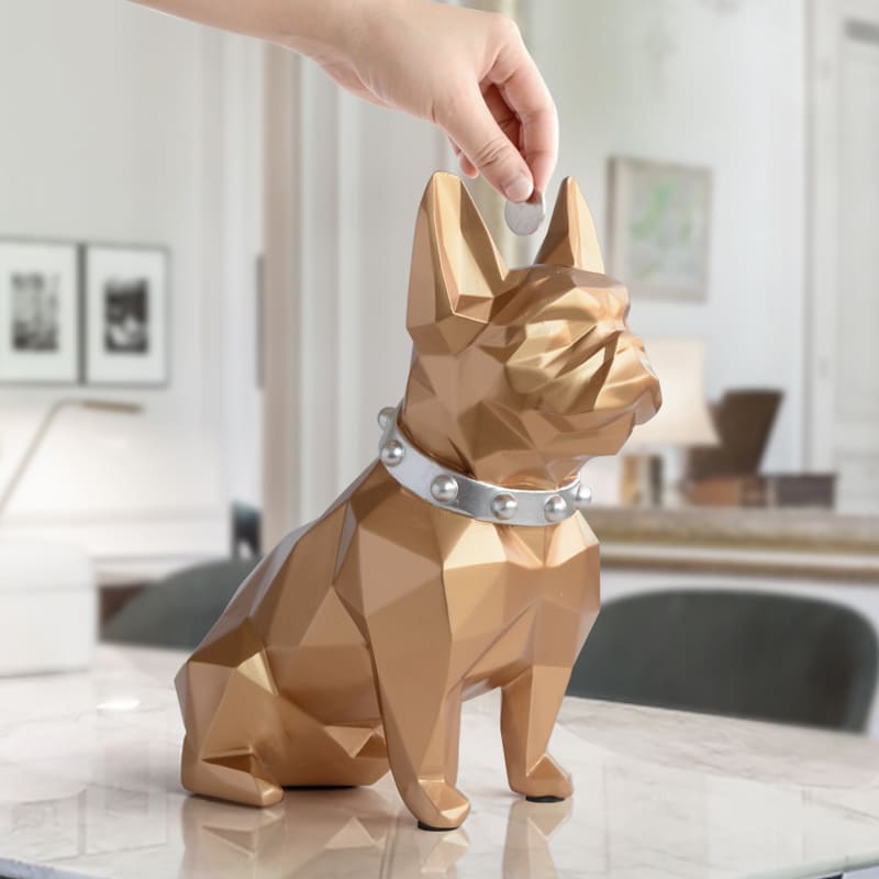 Cofre Decorativo Em Resina Buldogue Francês Compacto - Dourado Casa Elège