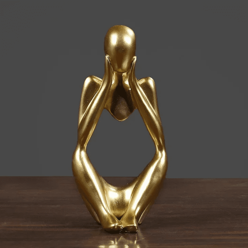 Escultura de Resina Abstrata Minimalista para Mesa Compacta - Dourado Modelo 1 Casa Elège
