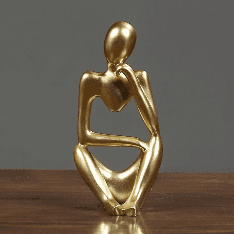 Escultura de Resina Abstrata Minimalista para Mesa Compacta - Dourado Modelo 2 Casa Elège
