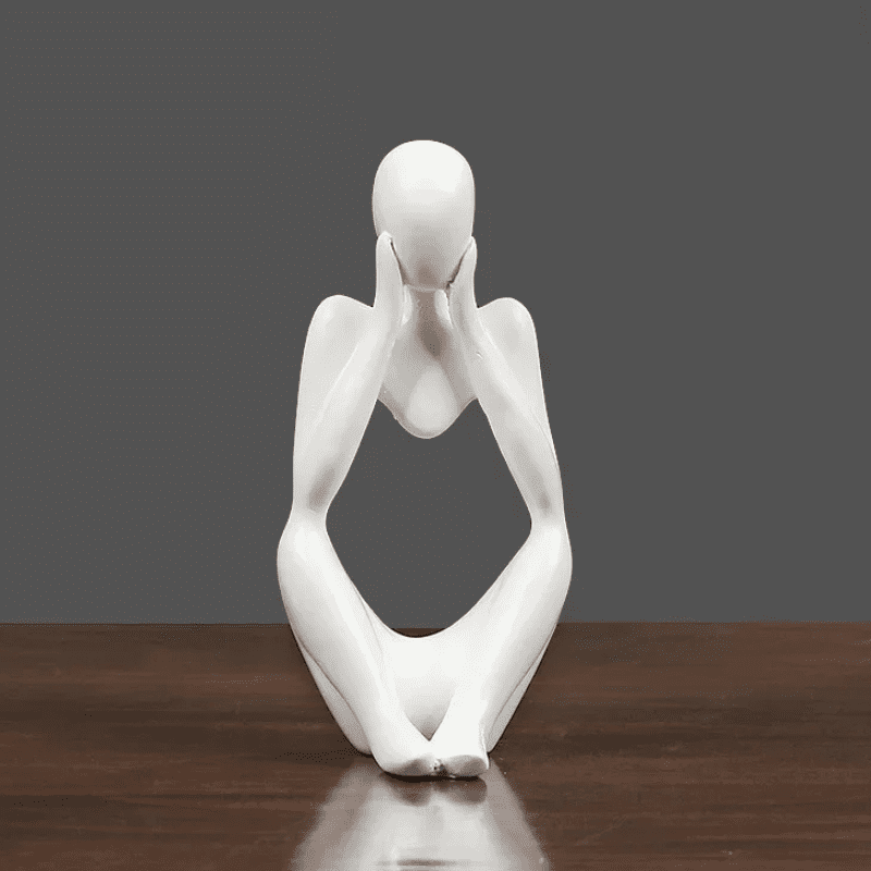 Escultura de Resina Abstrata Minimalista para Mesa Compacta - Branco Modelo 1 Casa Elège