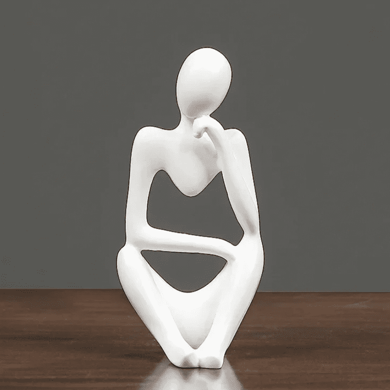 Escultura de Resina Abstrata Minimalista para Mesa Compacta - Branco Modelo 2 Casa Elège