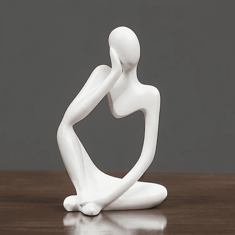 Escultura de Resina Abstrata Minimalista para Mesa Compacta - Branco Modelo 3 Casa Elège