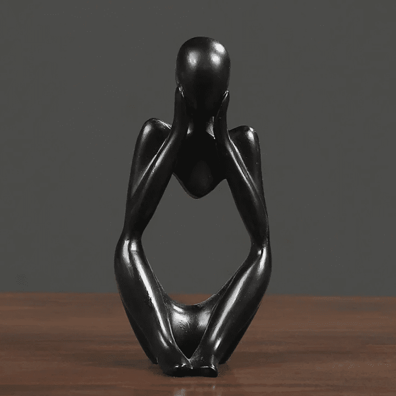 Escultura de Resina Abstrata Minimalista para Mesa Compacta - Preto Modelo 1 Casa Elège