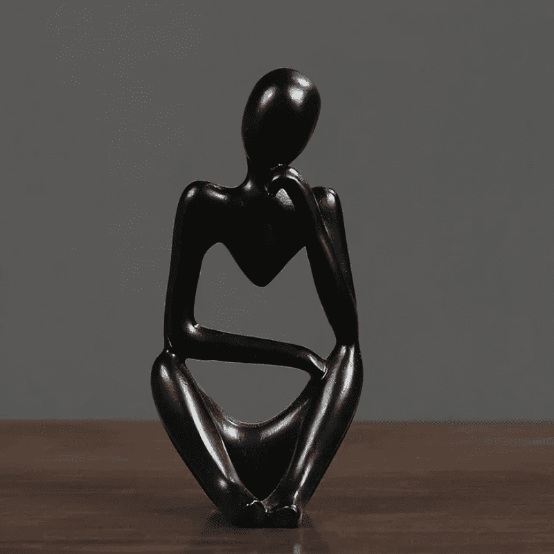Escultura de Resina Abstrata Minimalista para Mesa Compacta - Preto Modelo 2 Casa Elège