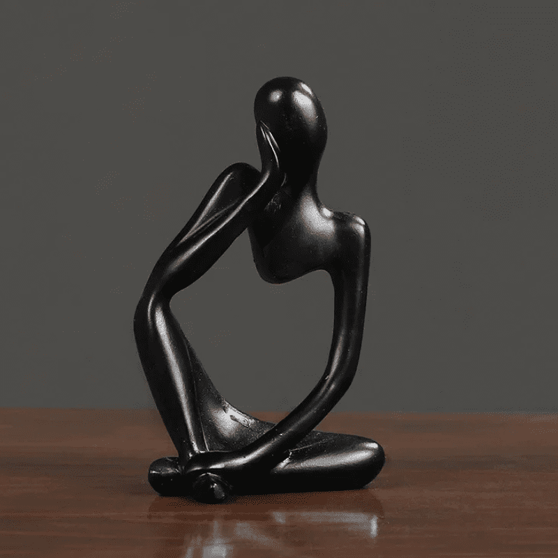Escultura de Resina Abstrata Minimalista para Mesa Compacta - Preto Modelo 3 Casa Elège