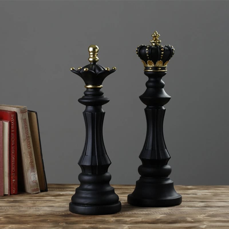 Estátua De Resina Peças De Xadrez Moderna Para Mesa - Casa Elège