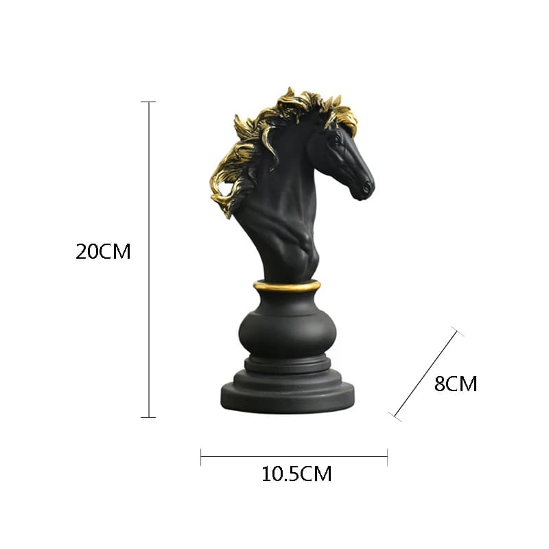 Estátua De Resina Peças De Xadrez Moderna Para Mesa - Cavalo Preto Casa Elège