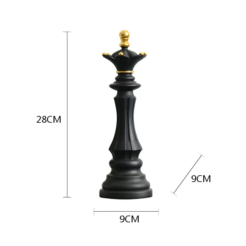 Estátua De Resina Peças De Xadrez Moderna Para Mesa - Rainha Preto Casa Elège