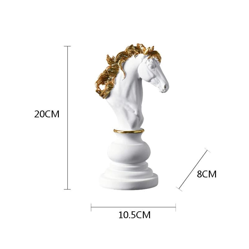 Estátua De Resina Peças De Xadrez Moderna Para Mesa - Cavalo Branco Casa Elège