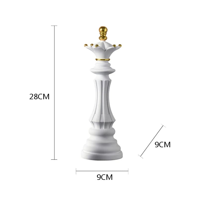 Estátua De Resina Peças De Xadrez Moderna Para Mesa - Rainha Branco Casa Elège