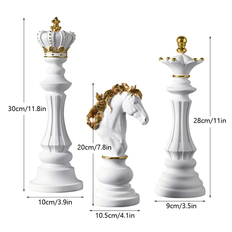 Estátua De Resina Peças De Xadrez Moderna Para Mesa - Conjunto 3 Peças Branco | 33% OFF Casa Elège