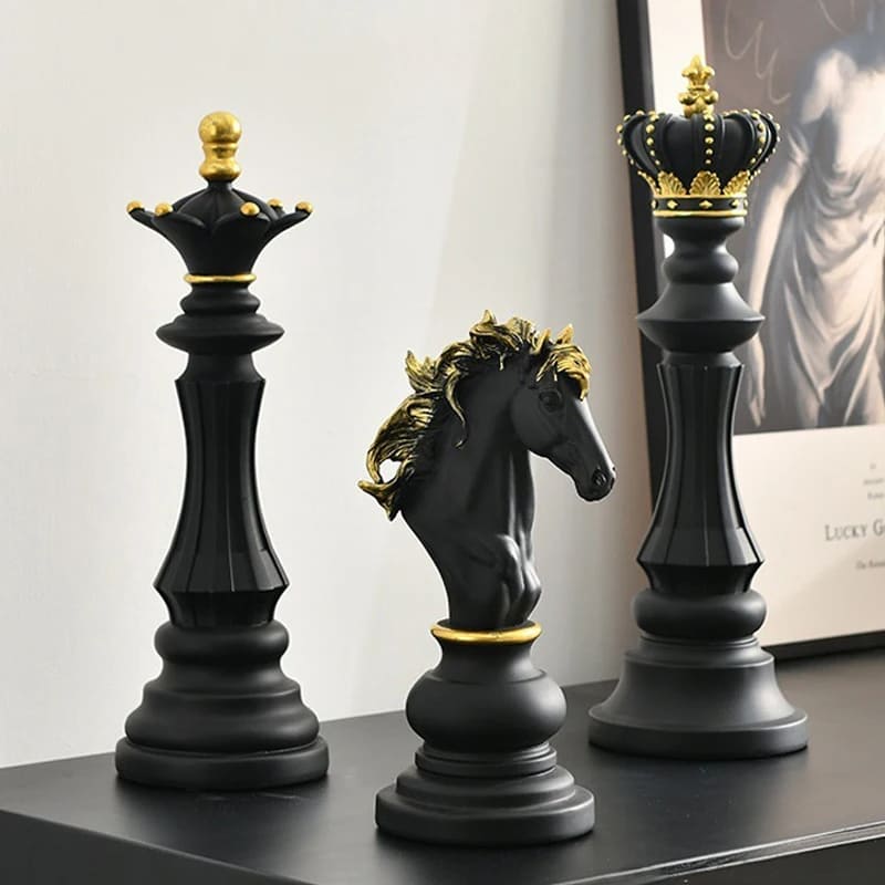 Estátua De Resina Peças De Xadrez Moderna Para Mesa - Casa Elège