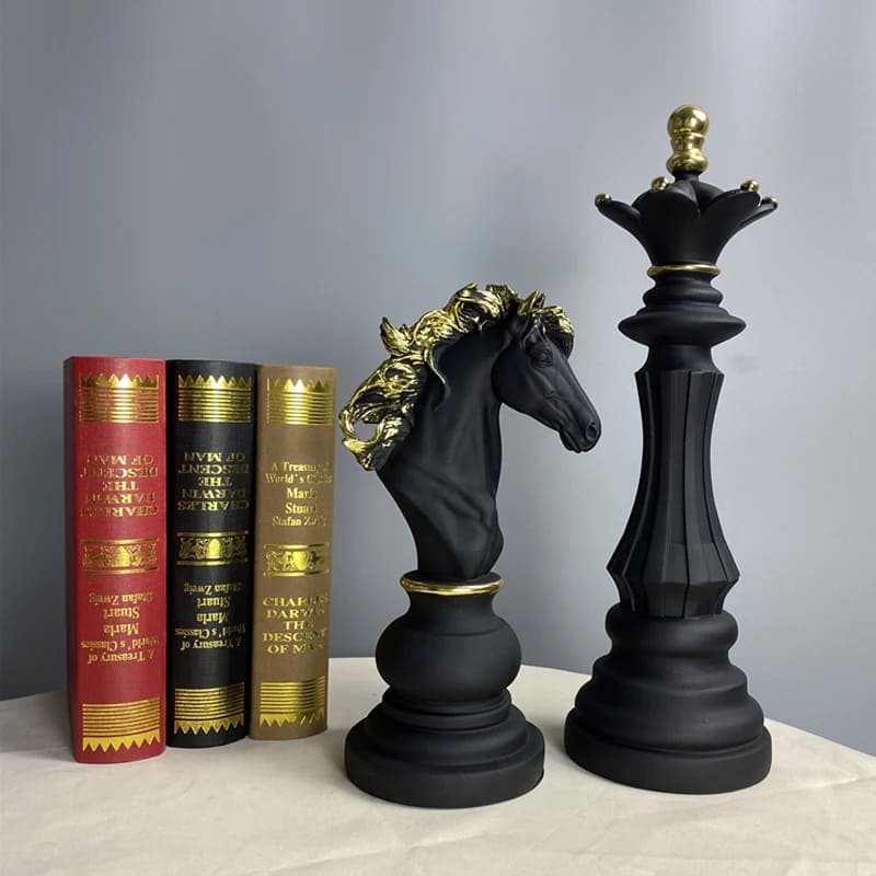 Estátua De Resina Peças De Xadrez Moderna Para Mesa - Casa Elège