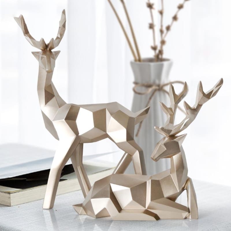 Decoração De Mesa Em Resina Estátuas de 2 Cervos - Casa Elège