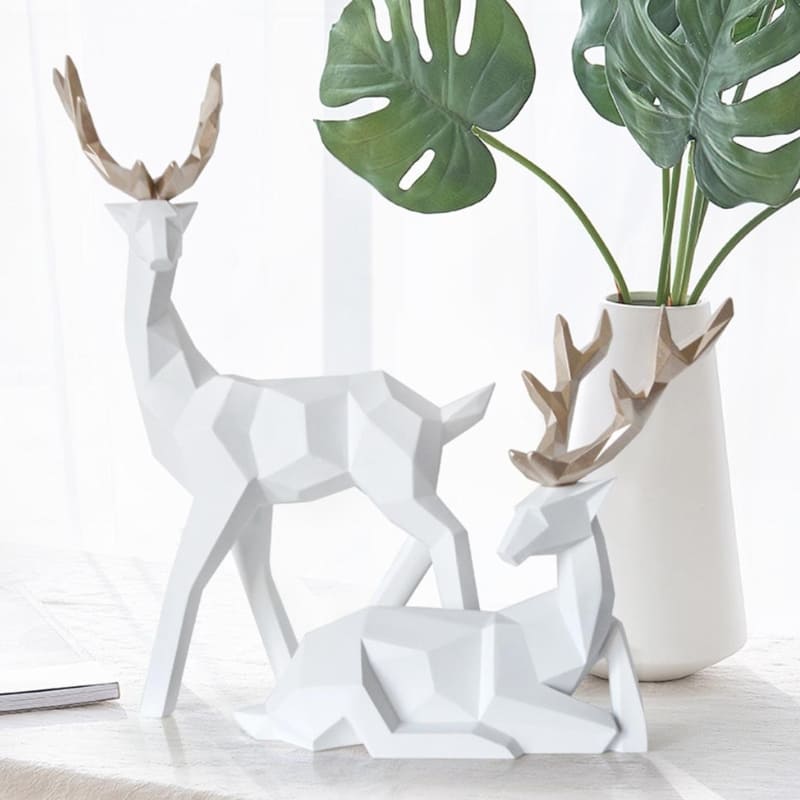 Decoração De Mesa Em Resina Estátuas de 2 Cervos - Casa Elège