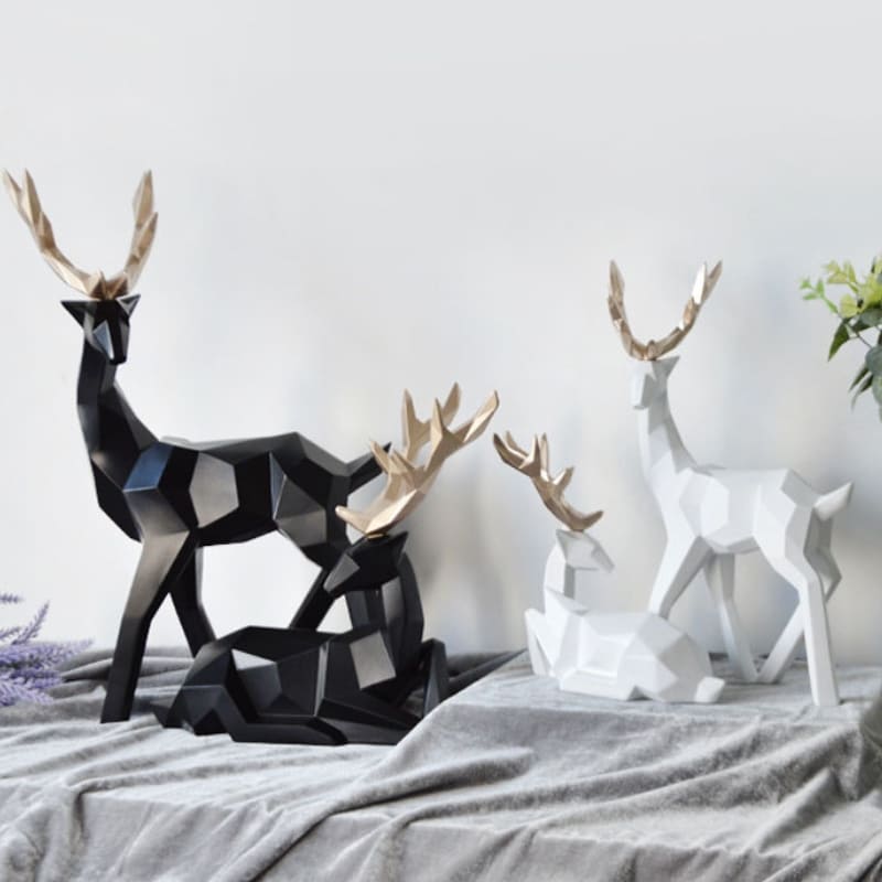 Decoração De Mesa Em Resina Estátuas de 2 Cervos - Casa Elège
