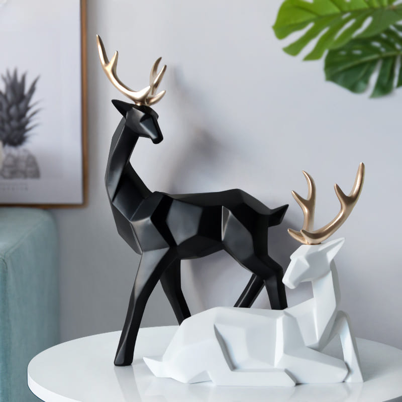 Decoração De Mesa Em Resina Estátuas de 2 Cervos - Casa Elège