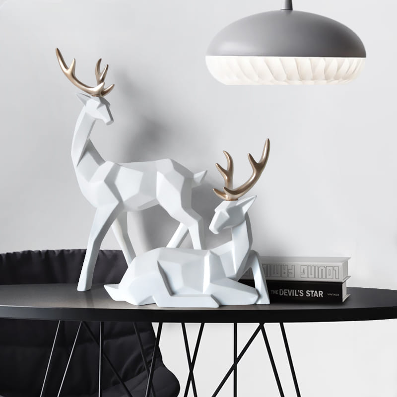 Decoração De Mesa Em Resina Estátuas de 2 Cervos - Casa Elège