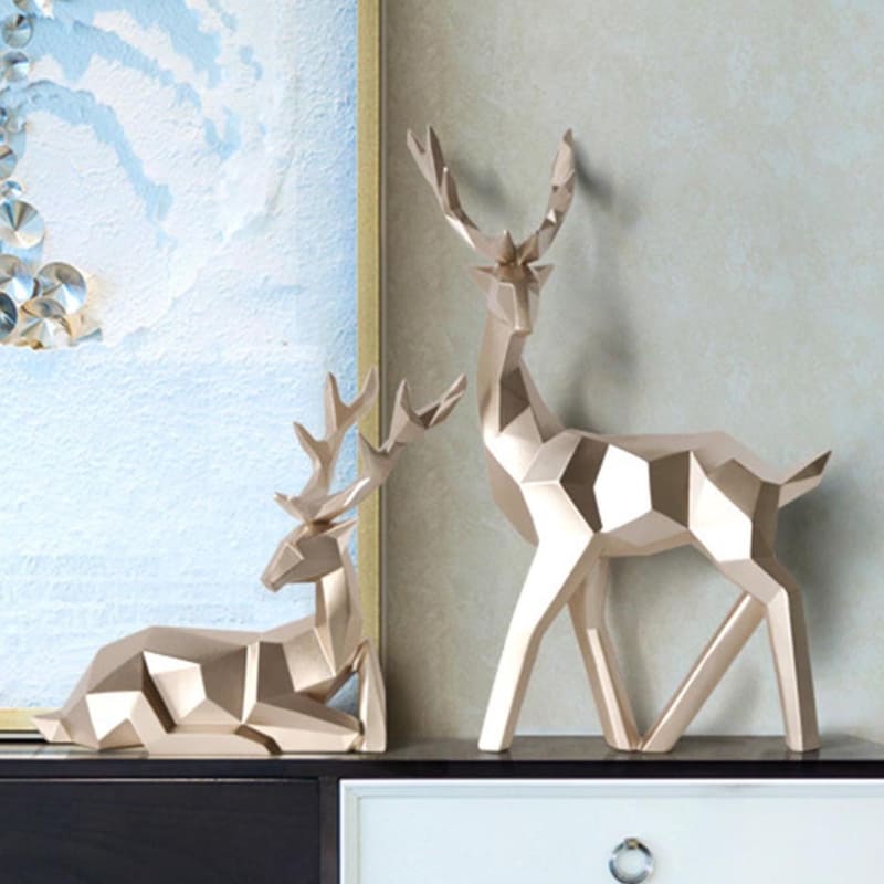 Decoração De Mesa Em Resina Estátuas de 2 Cervos - Casa Elège