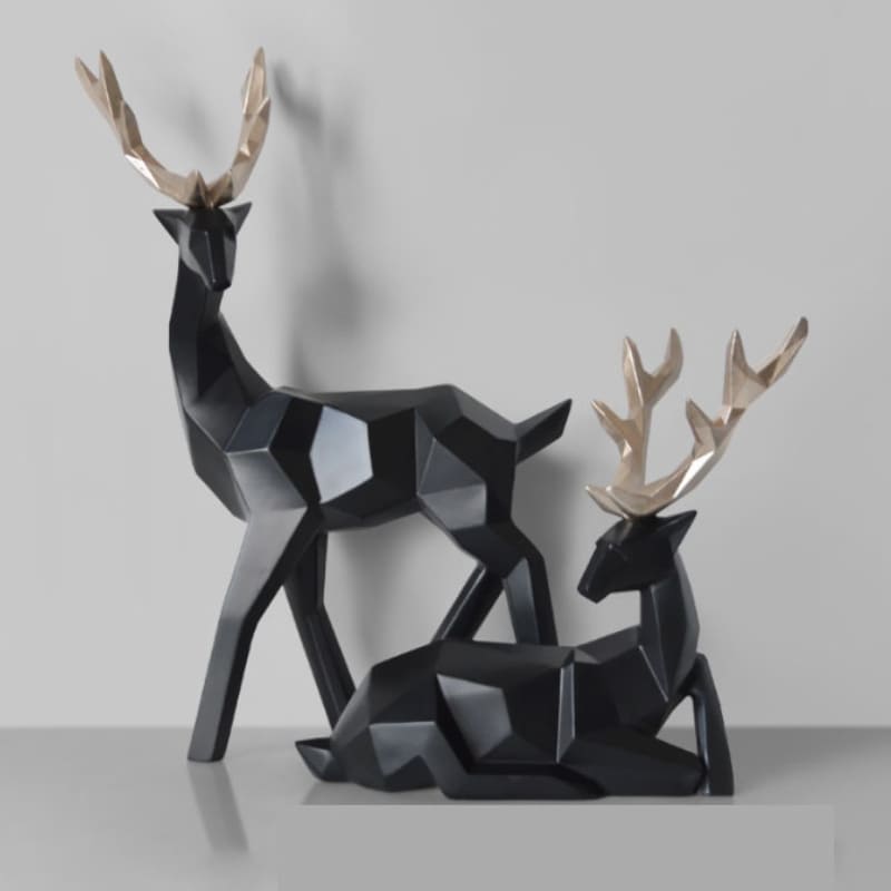 Decoração De Mesa Em Resina Estátuas de 2 Cervos - Preto Casa Elège