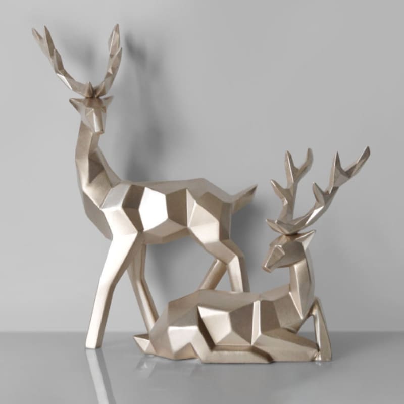Decoração De Mesa Em Resina Estátuas de 2 Cervos - Dourado Casa Elège