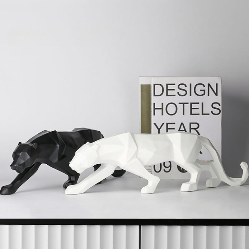 Estátua De Leopardo Em Resina Elegante Para Mesa - Casa Elège