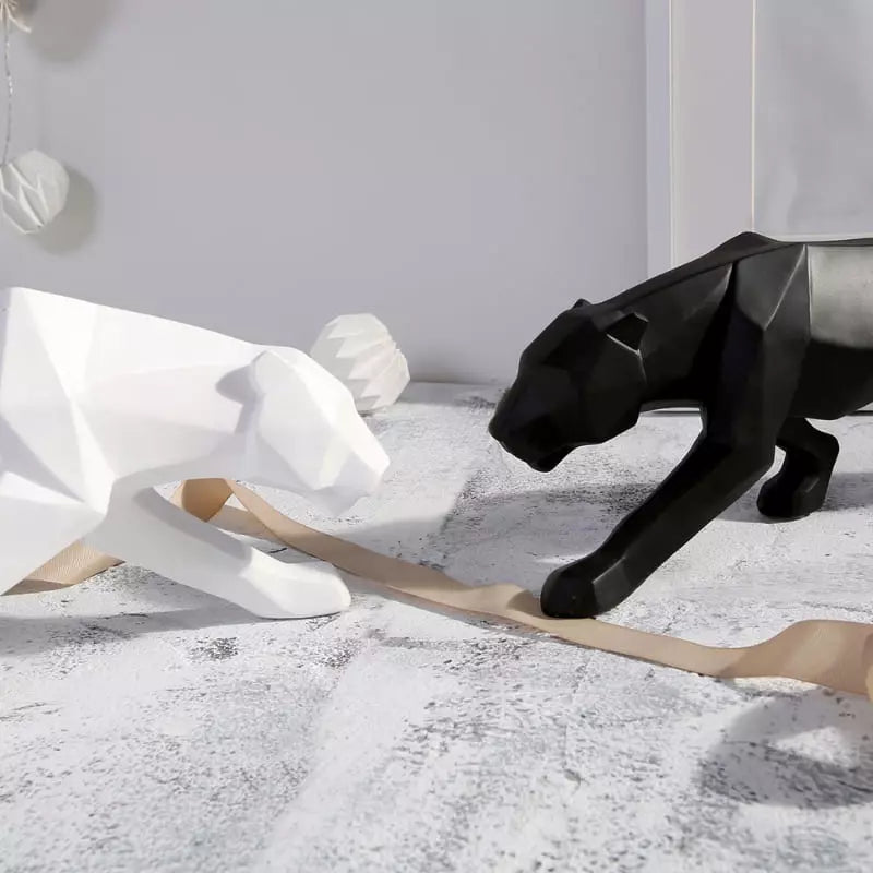 Estátua De Leopardo Em Resina Elegante Para Mesa - Casa Elège