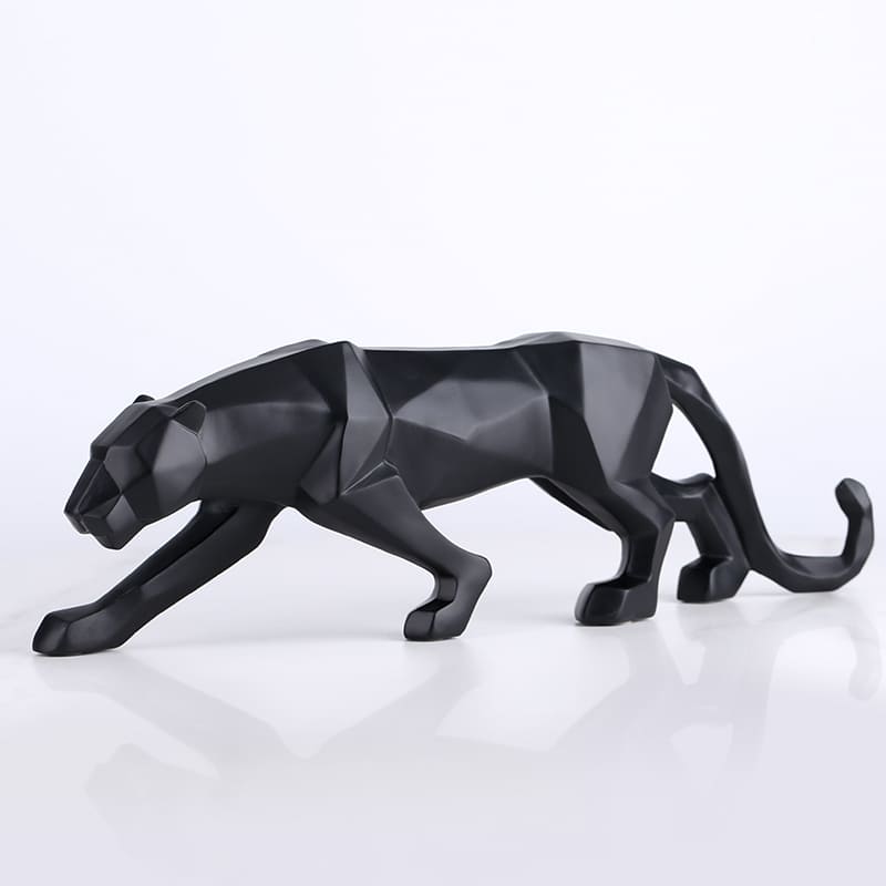 Estátua De Leopardo Em Resina Elegante Para Mesa - Preto Médio Casa Elège