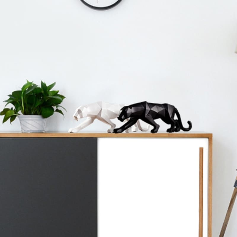 Estátua De Leopardo Em Resina Elegante Para Mesa - Casa Elège