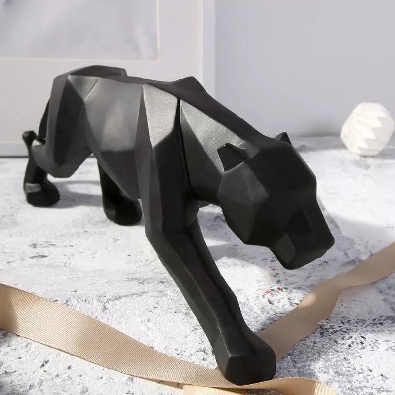 Estátua De Leopardo Em Resina Elegante Para Mesa - Preto Grande Casa Elège