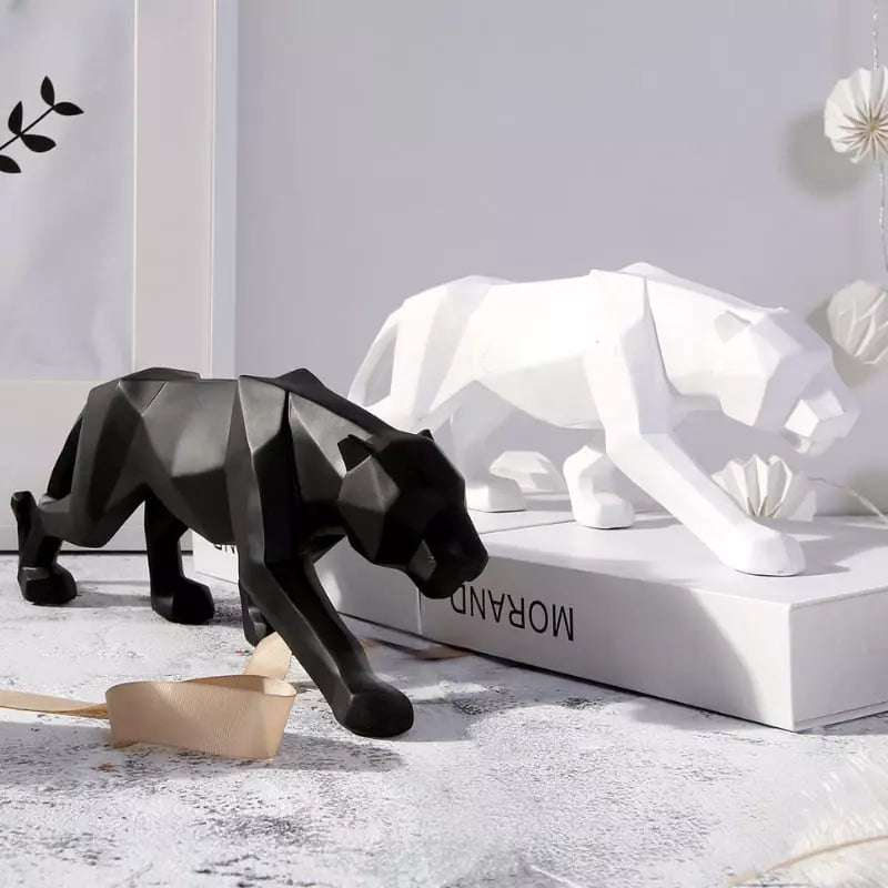 Estátua De Leopardo Em Resina Elegante Para Mesa - Casa Elège