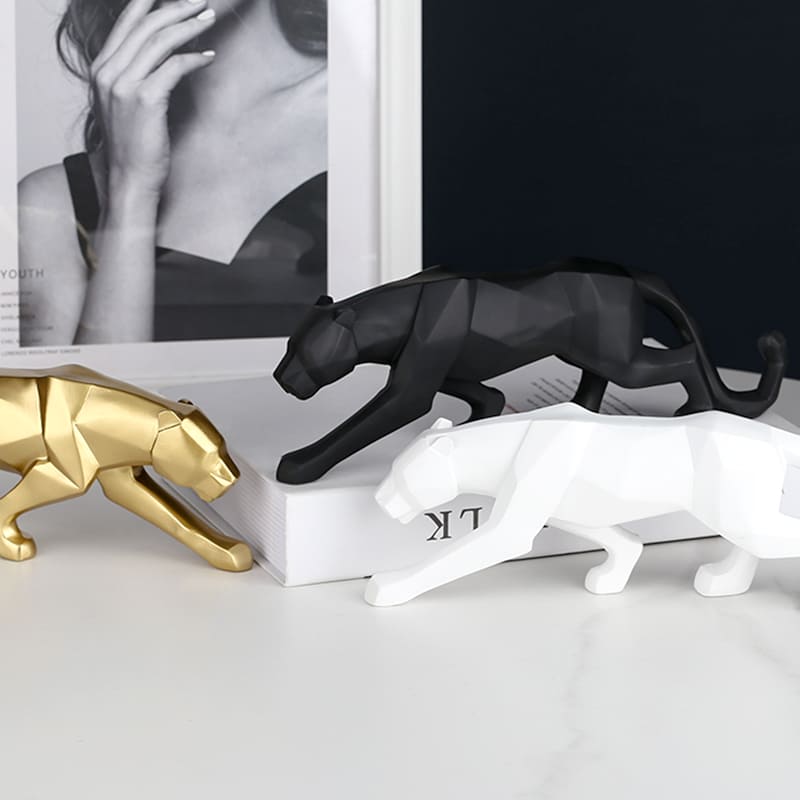 Estátua De Leopardo Em Resina Elegante Para Mesa - Casa Elège