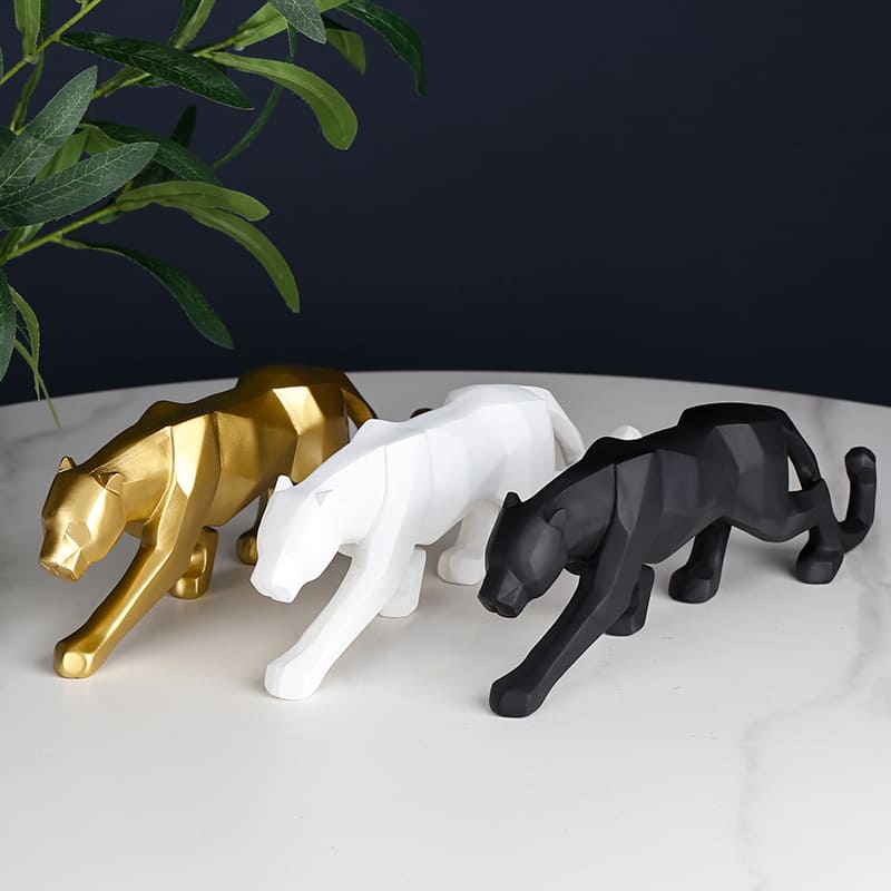Estátua De Leopardo Em Resina Elegante Para Mesa - Casa Elège