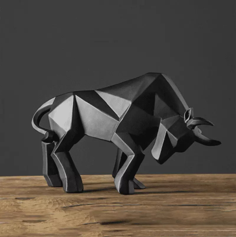 Estátua Decorativa de Touro em Resina Acabamento Matte - Preto Casa Elège