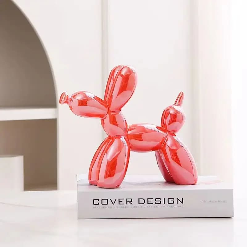 Estátua Decorativa de Cerâmica Cachorro Balão - Laranja Casa Elège