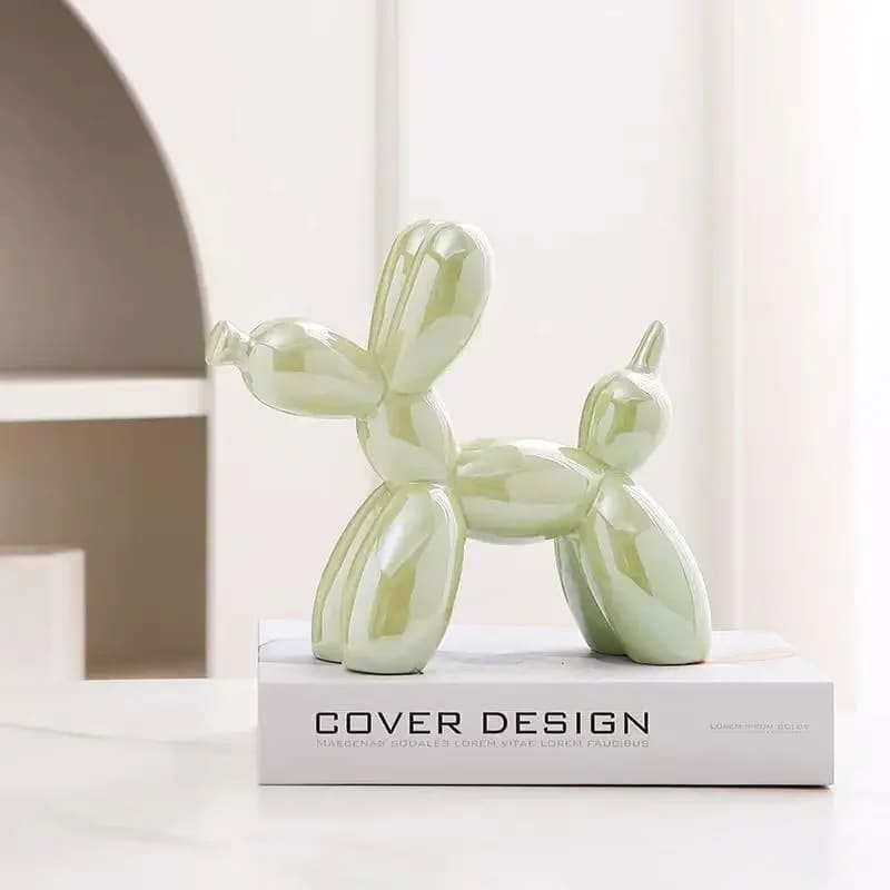 Estátua Decorativa de Cerâmica Cachorro Balão - Verde Casa Elège