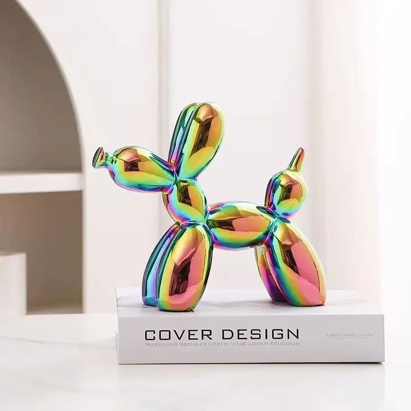 Estátua Decorativa de Cerâmica Cachorro Balão - Colorido Casa Elège