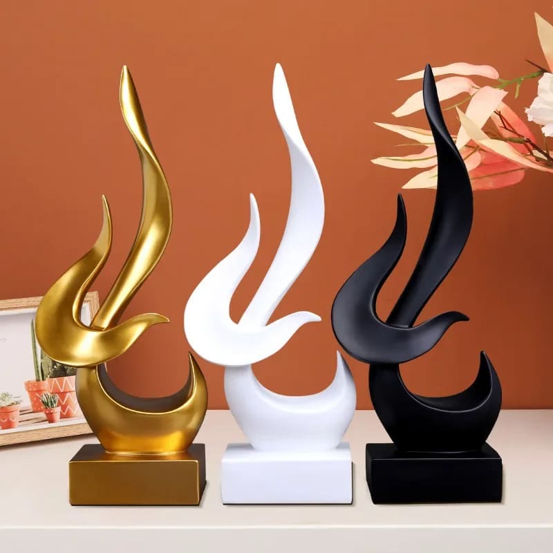 Escultura Abstrata de Chamas Em Resina Para Sala - Casa Elège