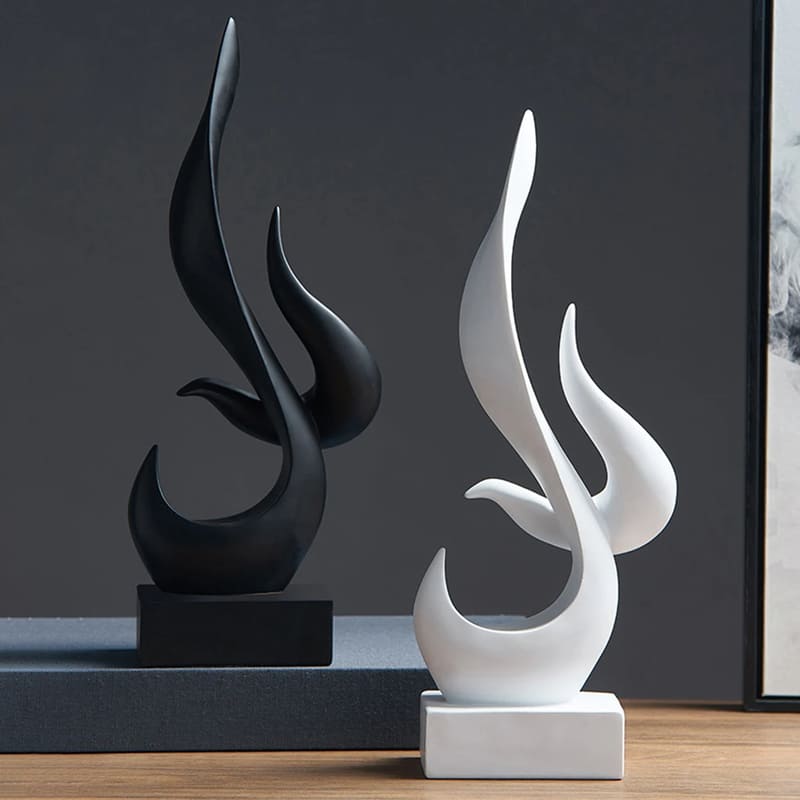 Escultura Abstrata de Chamas Em Resina Para Sala - Casa Elège