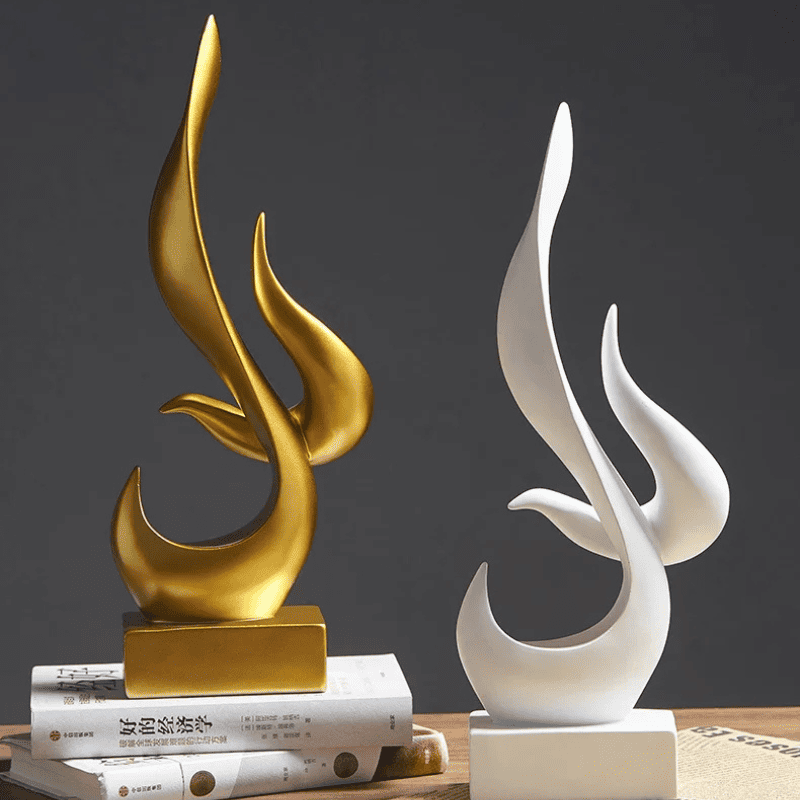Escultura Abstrata de Chamas Em Resina Para Sala - Casa Elège