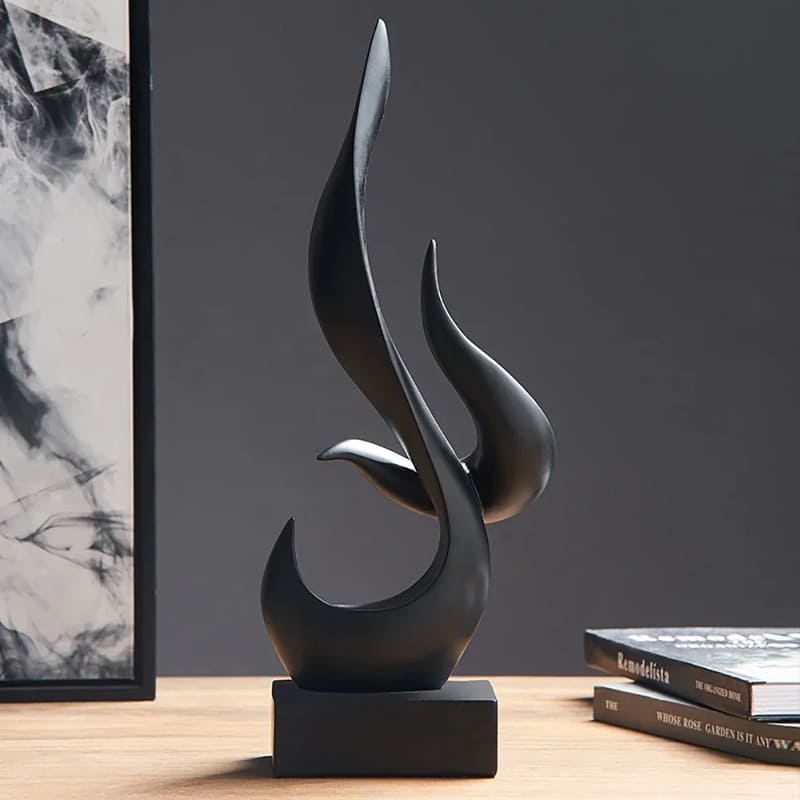 Escultura Abstrata de Chamas Em Resina Para Sala - Casa Elège
