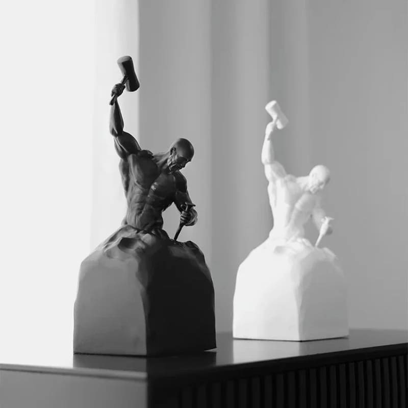 Escultura Em Resina Homem Esculpindo Minimalista Para Sala - Casa Elège