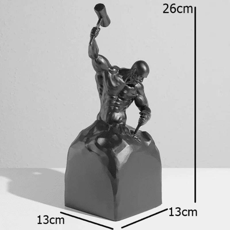 Escultura Em Resina Homem Esculpindo Minimalista Para Sala - Casa Elège