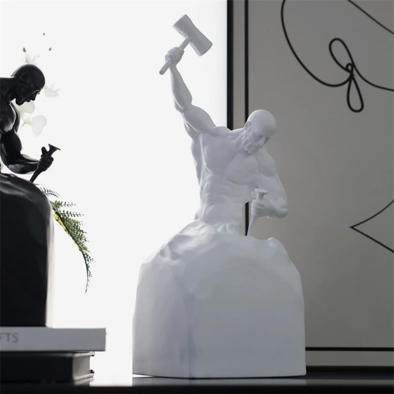 Escultura Em Resina Homem Esculpindo Minimalista Para Sala - Casa Elège