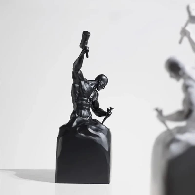 Escultura Em Resina Homem Esculpindo Minimalista Para Sala - Casa Elège